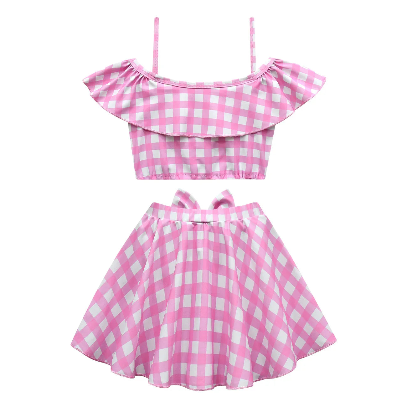 2023 Barbie Movie Margot Robbie Barbie Plaid Kids Swimsuit Outfits Cosplay Costume