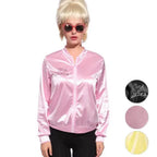 1950s Grease Pink Lady Ladies Satin Jacket Top Fancy Dress Up Costume - Azufun