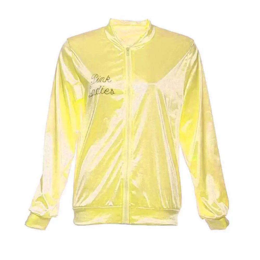 1950s Grease Pink Lady Ladies Satin Jacket Top Fancy Dress Up Costume - Azufun