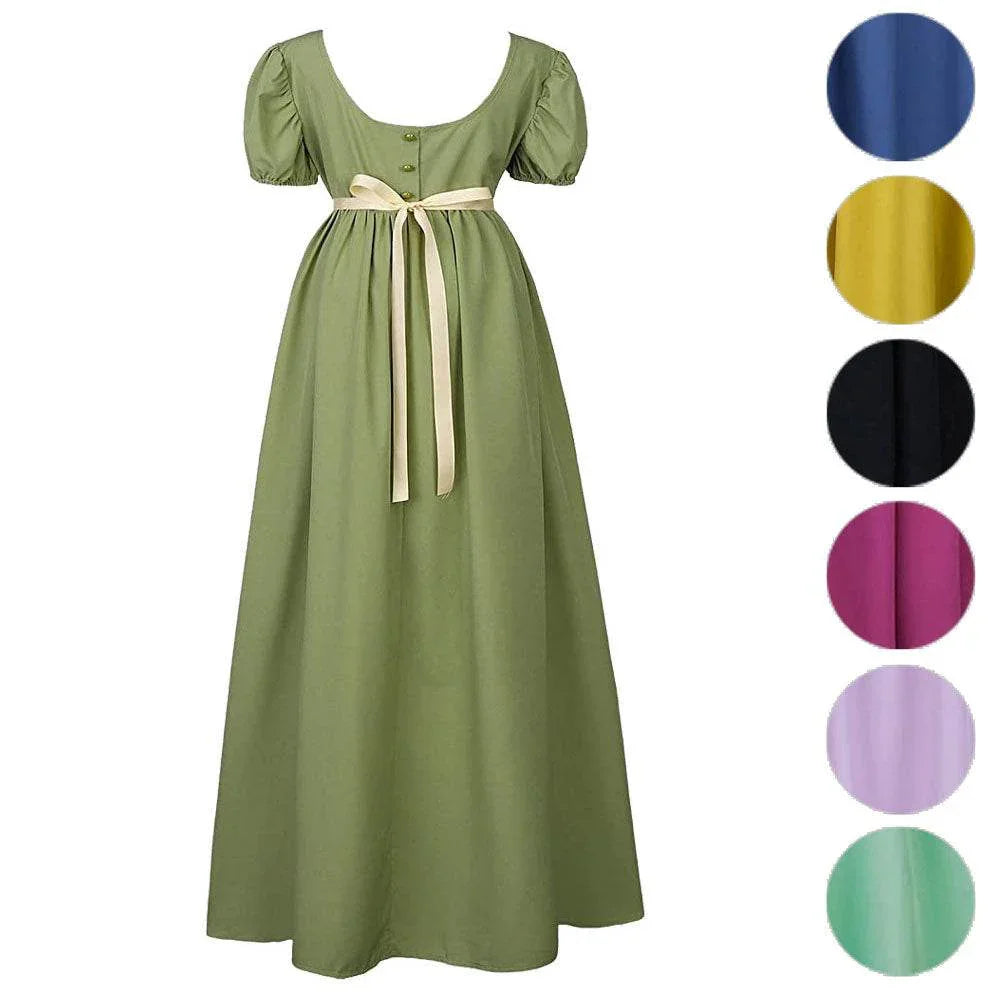 Bridgerton cosplay costume vintage regency Victorian tea dress - Azufun