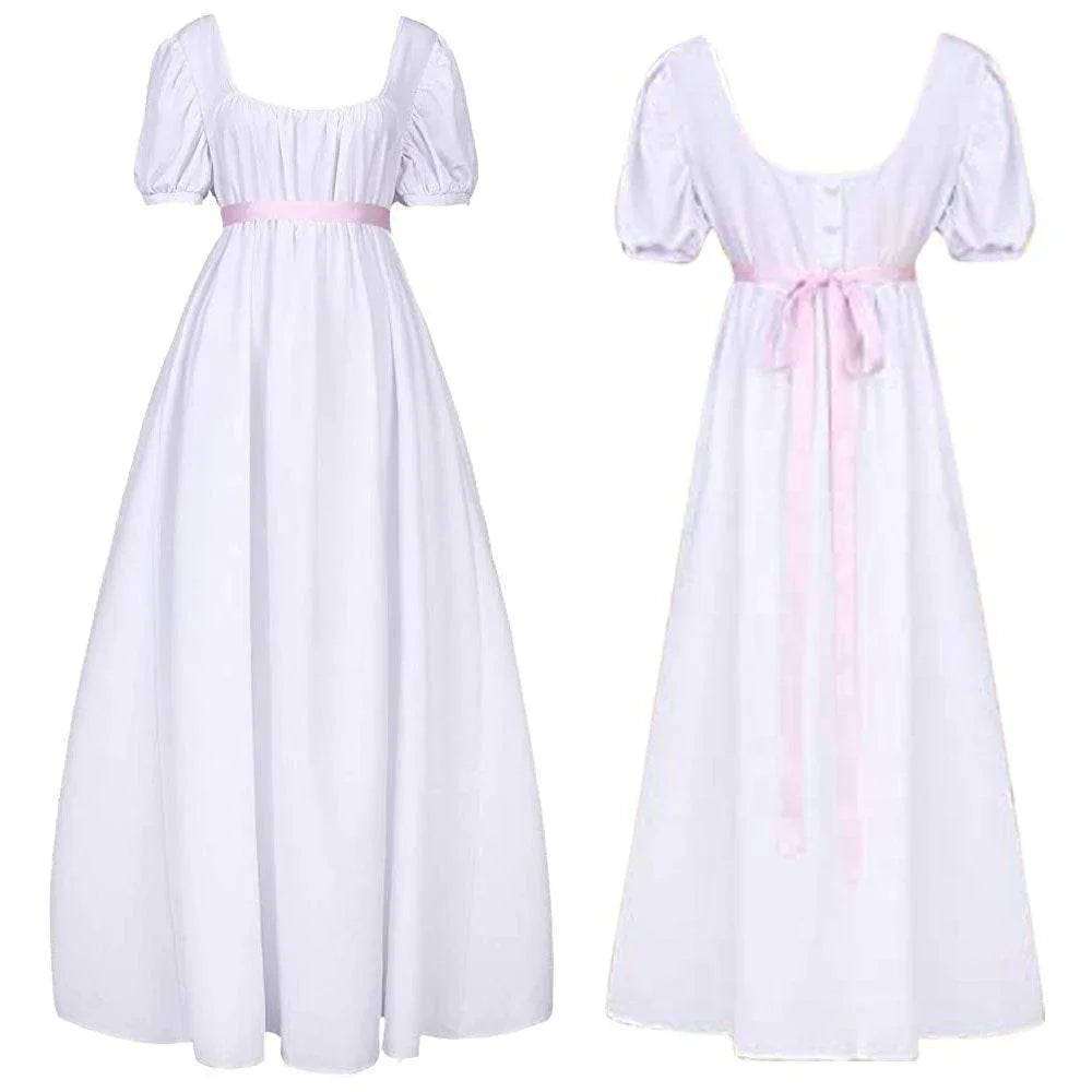 Bridgerton cosplay costume vintage regency Victorian tea dress - Azufun
