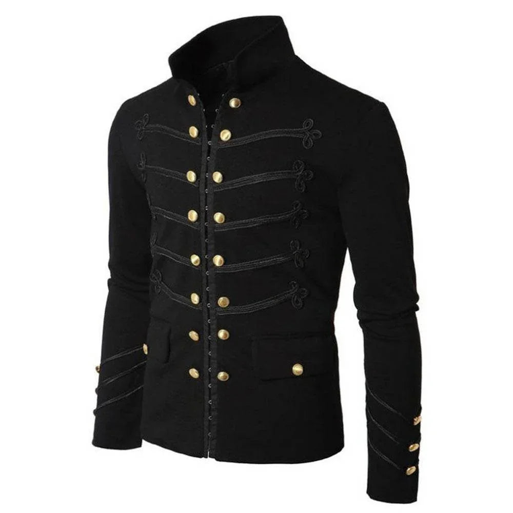 Men's Medieval Vintage Embroidered Button Jacket Outfits Carnival - Azufun