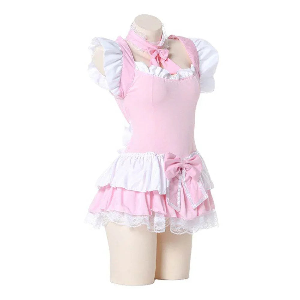 Pink Maid Uniform Role Play Sexy Performance Stage Costume - Azufun
