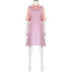 Wicked Glinda Pink Women Stripe Dress Outfit Carnival Cosplay Costume - Azufun
