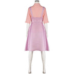Wicked Glinda Pink Women Stripe Dress Outfit Carnival Cosplay Costume - Azufun