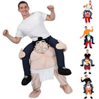Striped Uncle White Beard Red Checkered Sumo Funny Puppet Costumes - Azufun