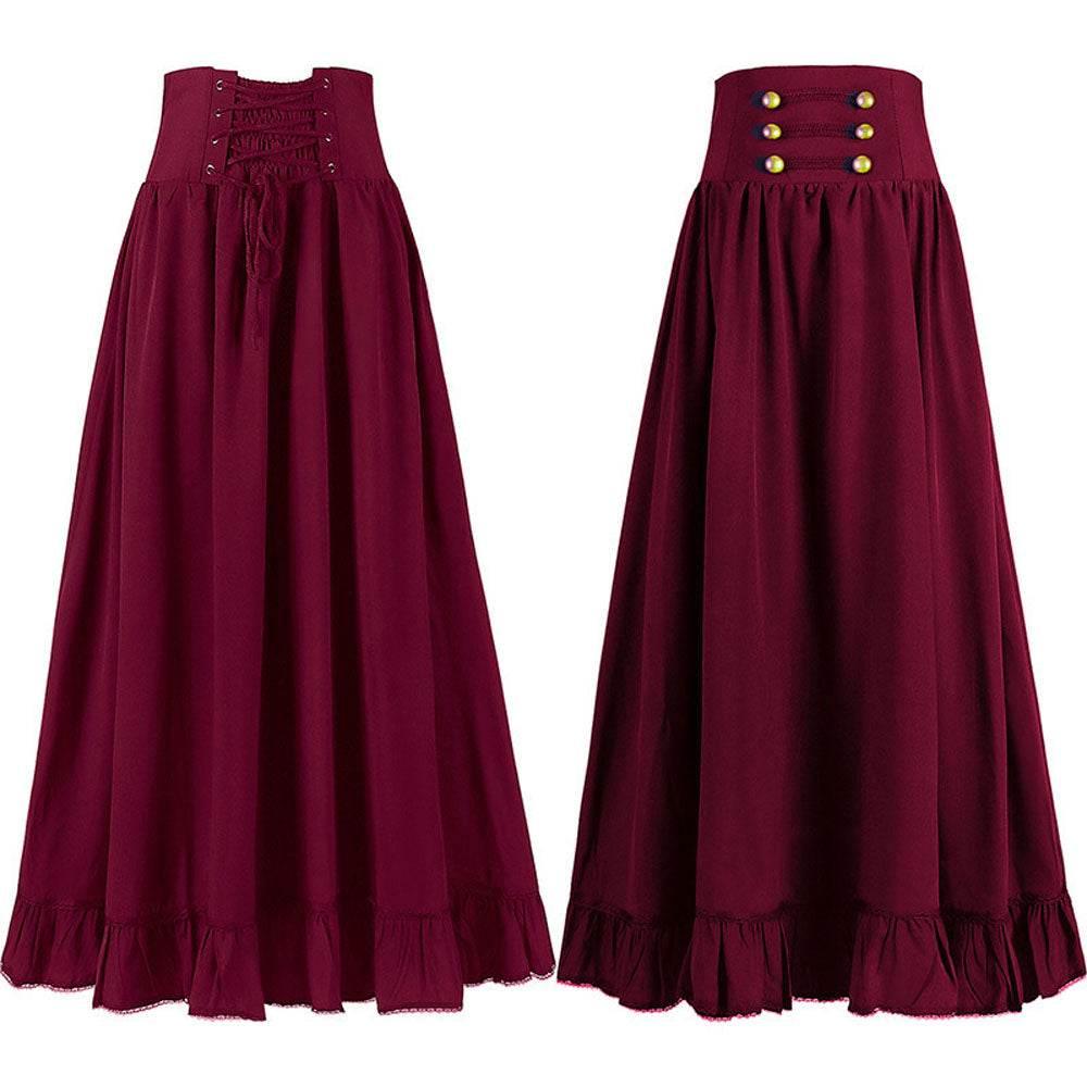 Medieval Women's Retro Style Waist Dance Skirt Dress - Azufun