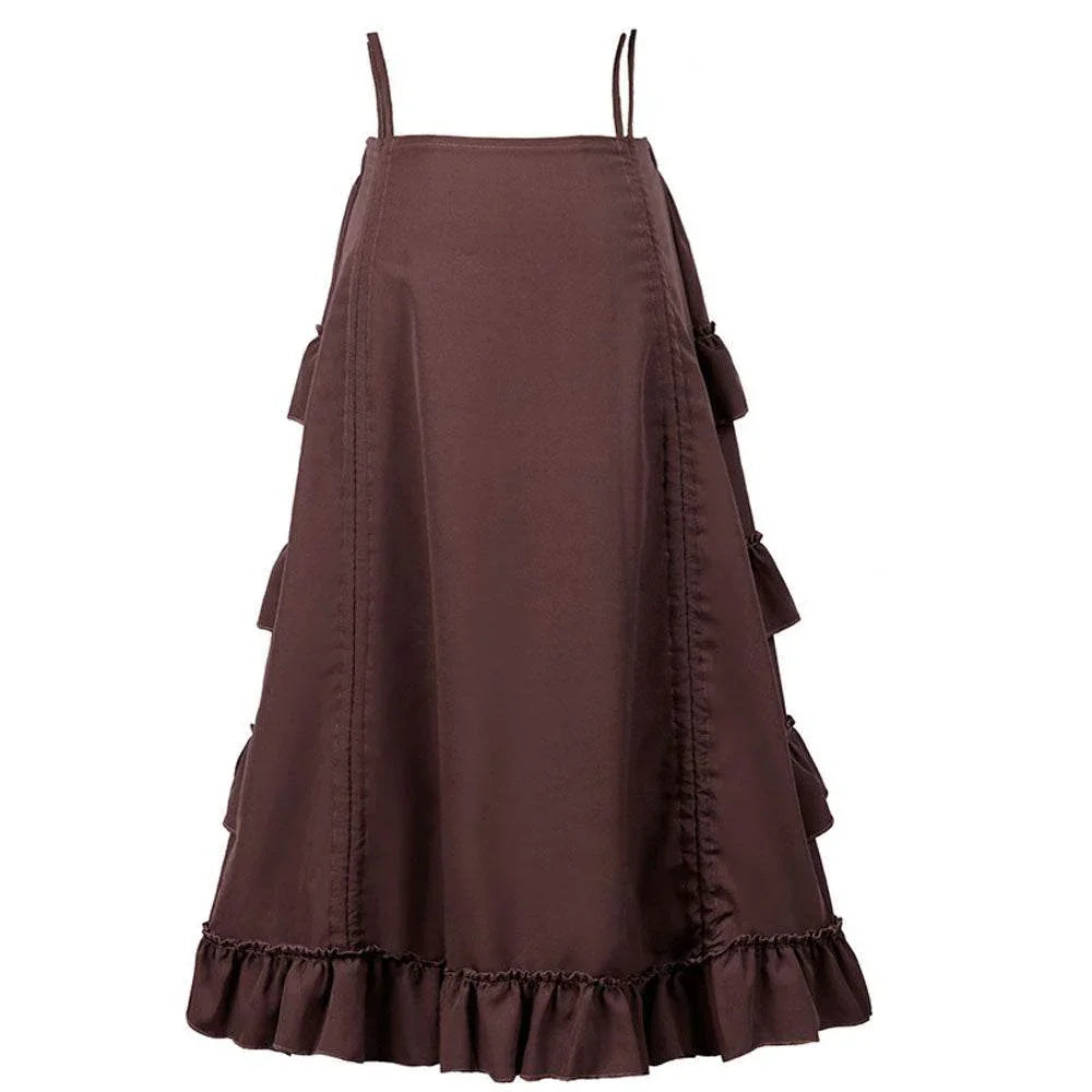Medieval Women's Retro Style Drawstring Waist Dance Skirt Dress - Azufun