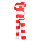 Halloween prison striped prisoner uniform role play adult costume - Azufun