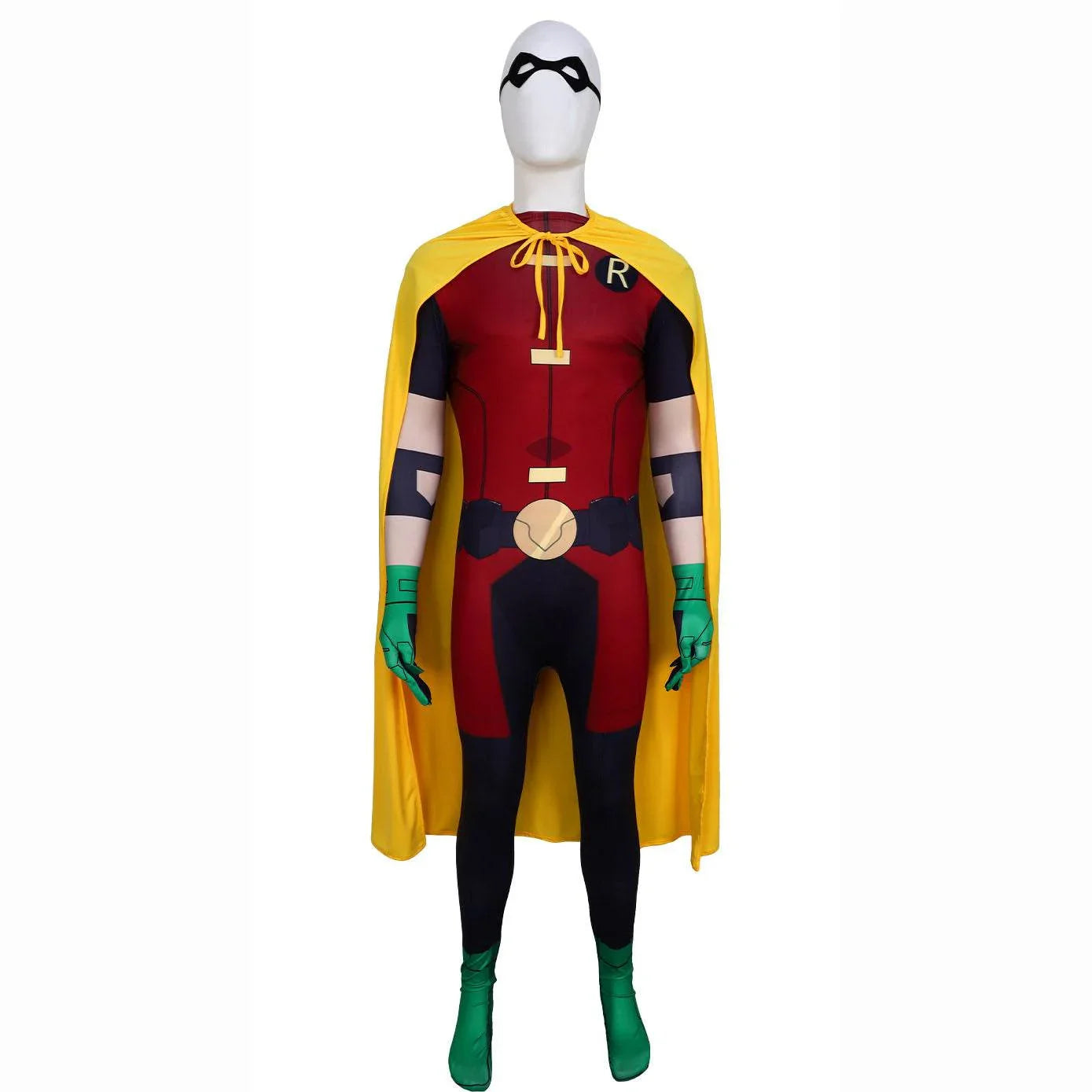 DC Teen Titans Robin Cosplay Costume Halloween For Adult Full Set With Cape - Azufun