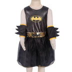 Black Bat man Costume Halloween For Kids Girl Full Set With Cape - Azufun