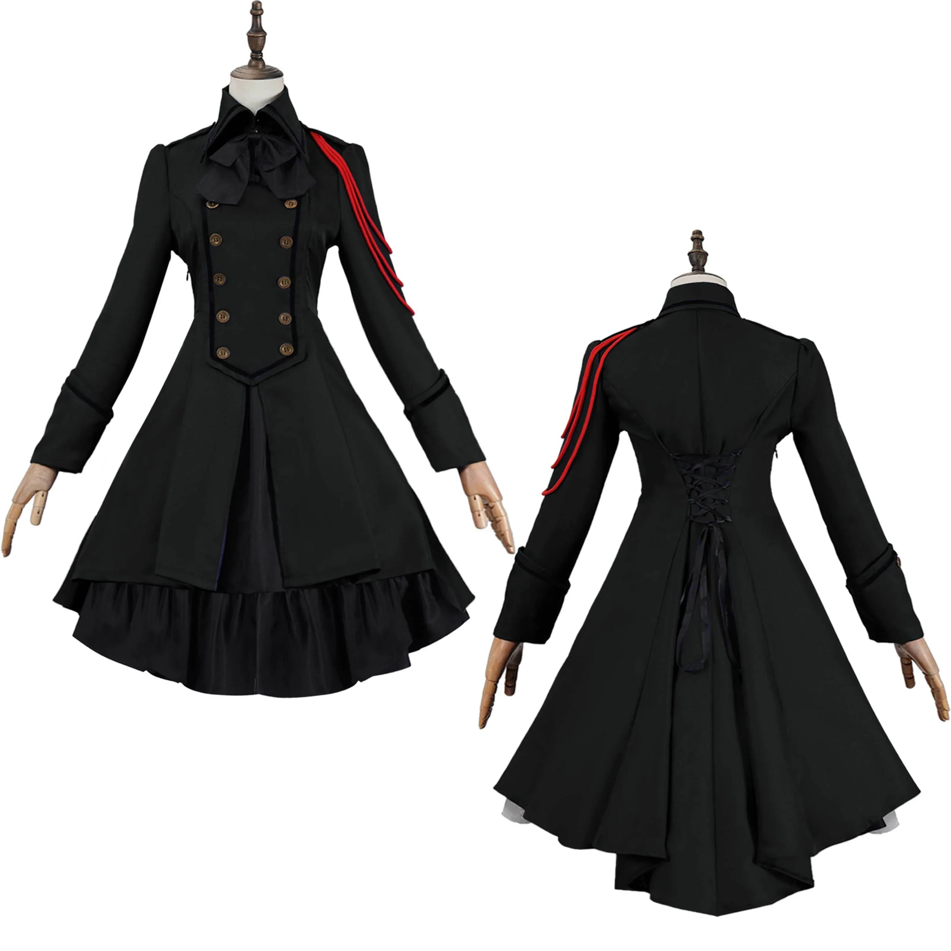 Medieval cos Renaissance gothic dress Retro bow ruffled punk cosplay skirt - Azufun