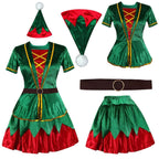 Green Christmas Party dress Costume adult couple stage costume - Azufun