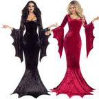 Halloween Bat Witch Ghost Bride Costume Vampire Dress for Women - Azufun