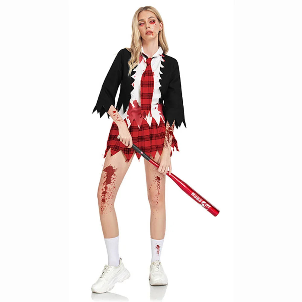 College Vampire Outfit Horror Zombie Student Uniform Party Women Halloween - Azufun