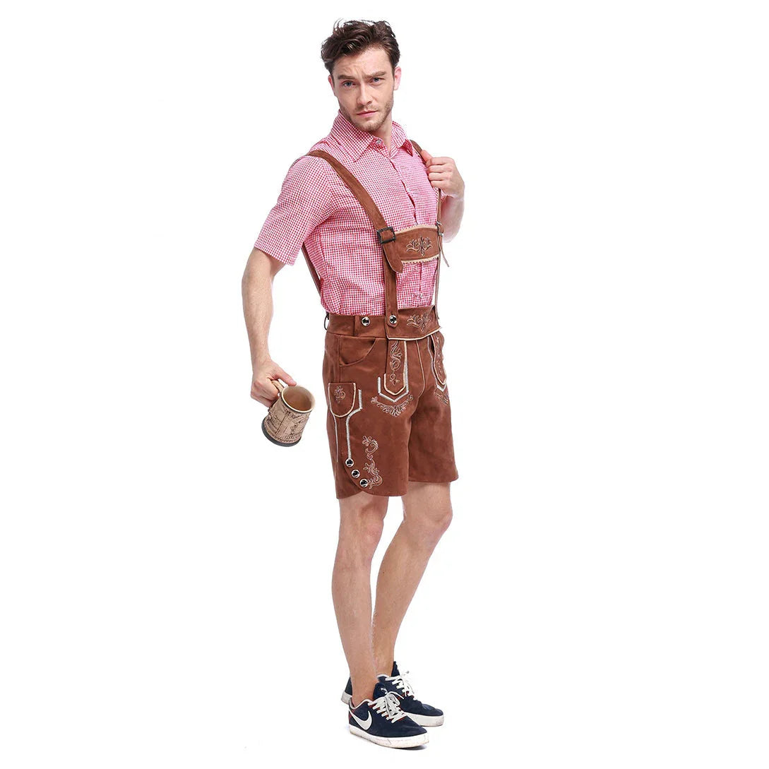 Men German Oktoberfest Outfit Beer Waiter Halloween Costume - Azufun