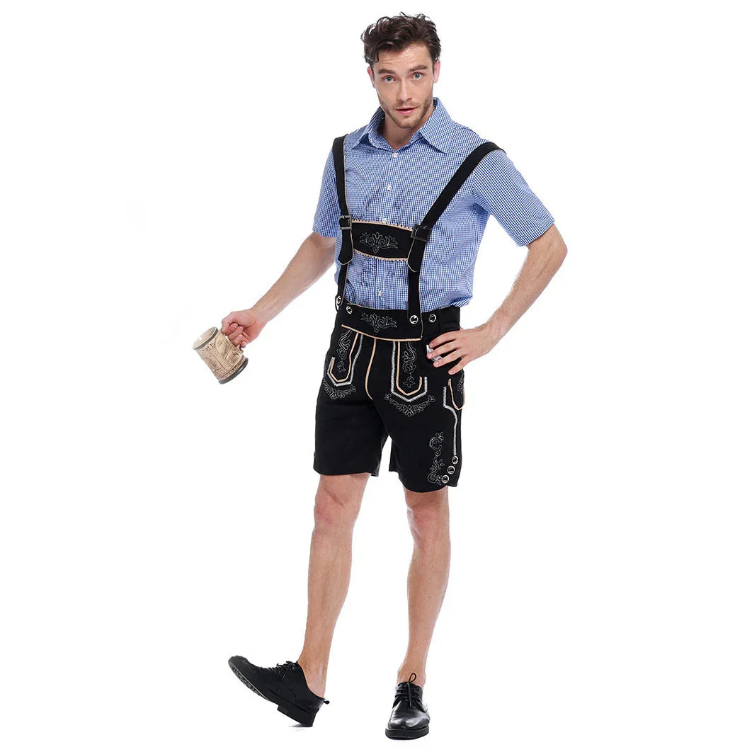 Men German Oktoberfest Outfit Beer Waiter Halloween Costume - Azufun