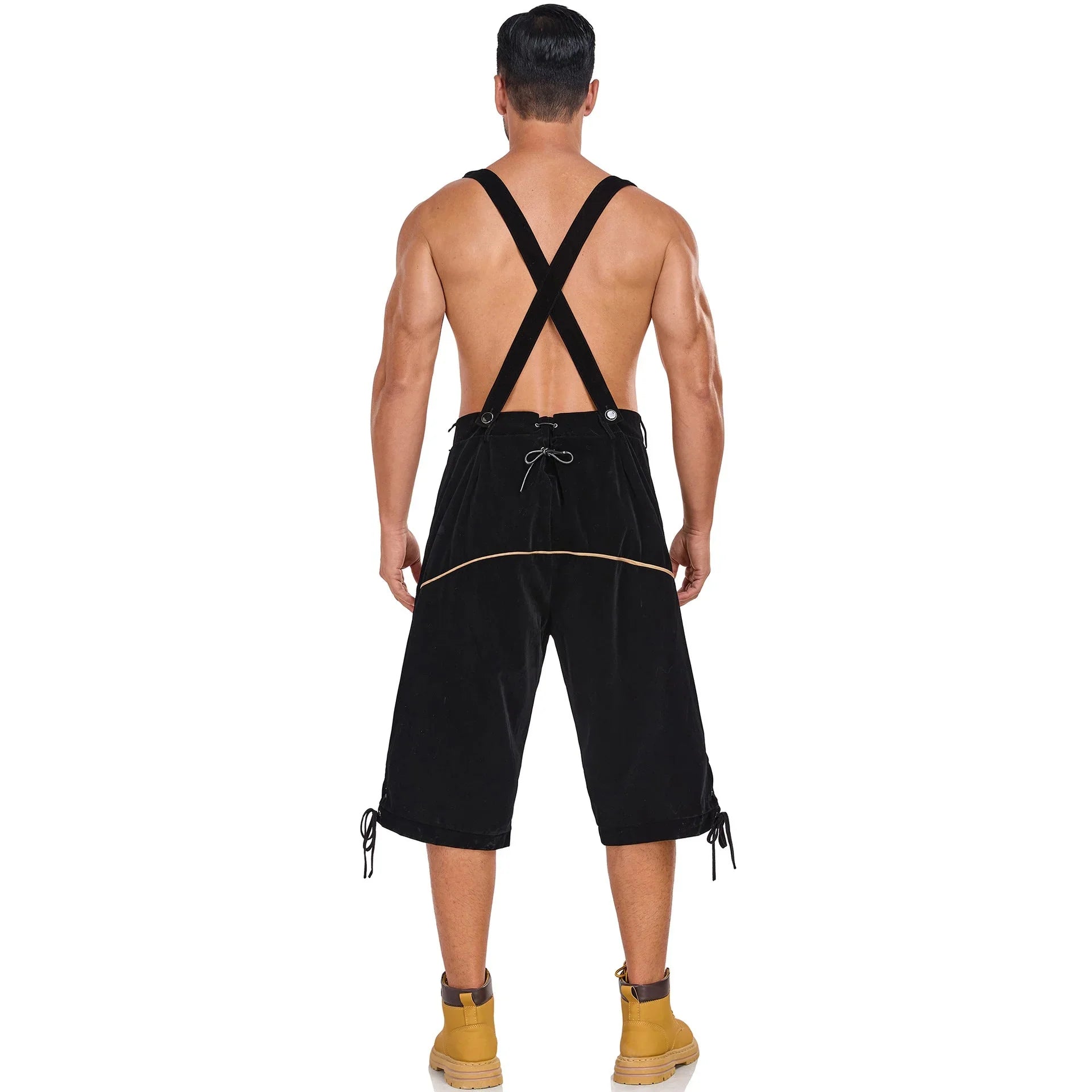 Men's German Bavarian Oktoberfest Costume Velvet Overalls Trousers Halloween - Azufun