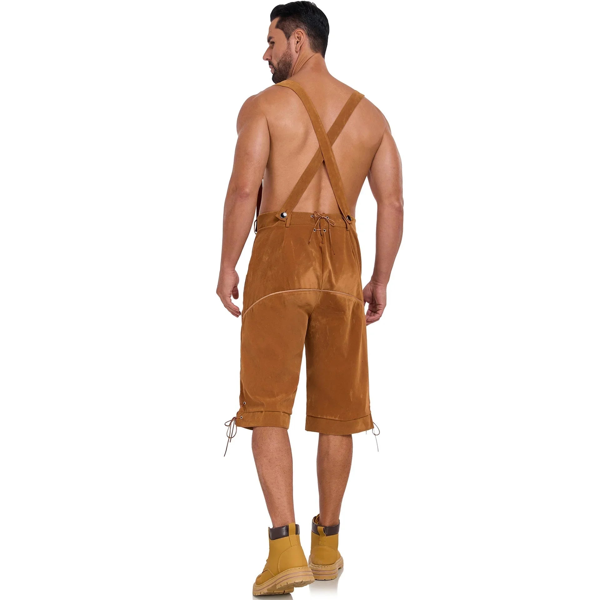 Men's German Bavarian Oktoberfest Costume Velvet Overalls Trousers Halloween - Azufun