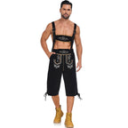 Men's German Bavarian Oktoberfest Costume Velvet Overalls Trousers Halloween - Azufun