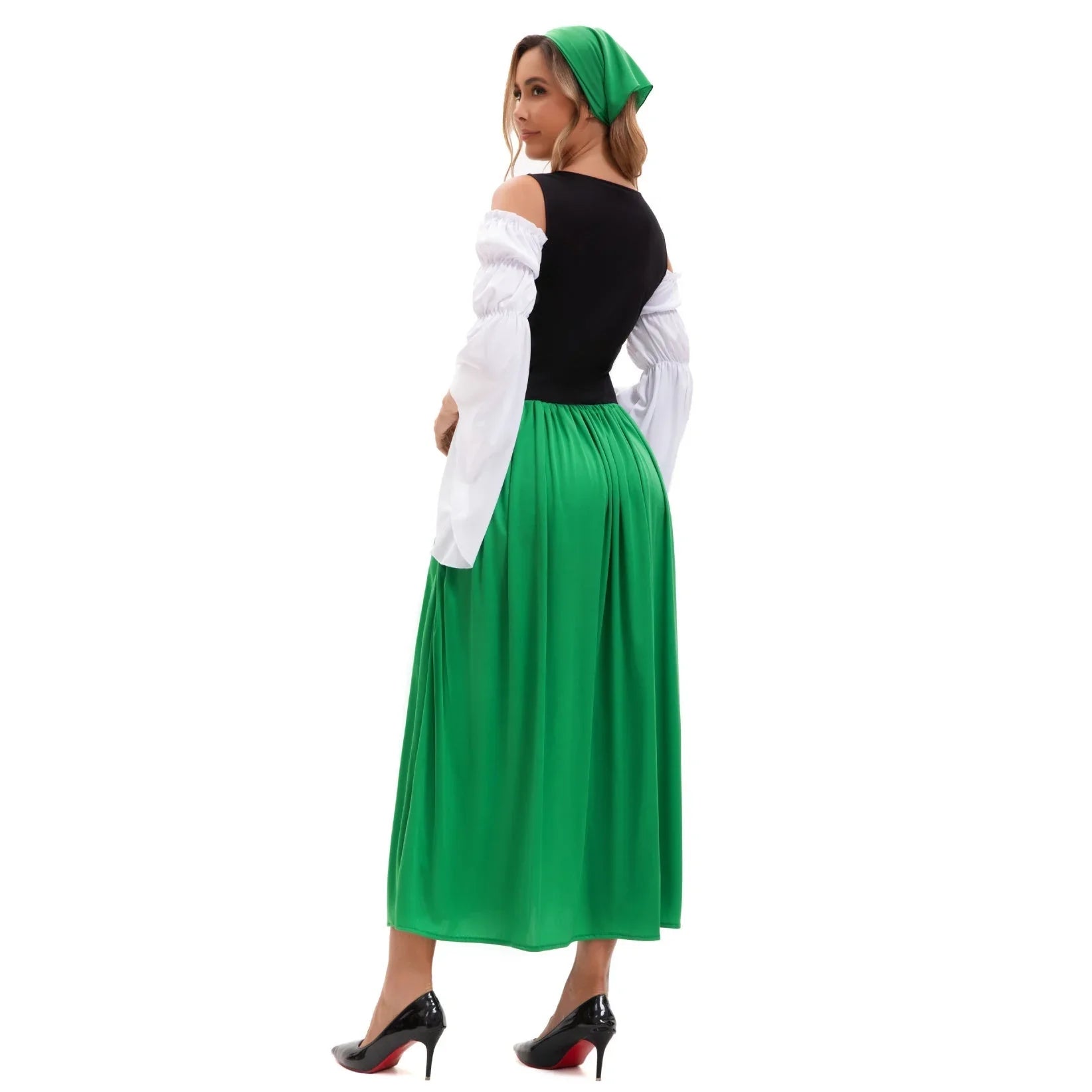 Medieval Farm Maid Oktoberfest Long Dress Costume for Women - Azufun