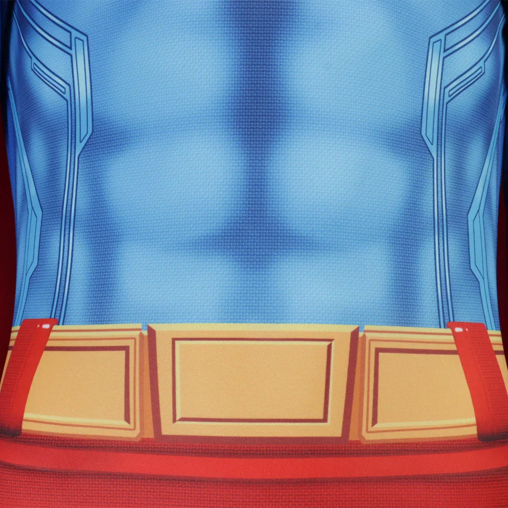 Deluxe Superman Clark Kent 3D Jumpsuit with Cloak Bodysuit - Azufun