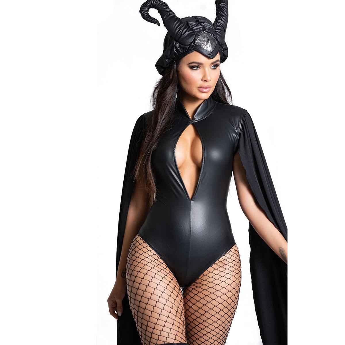 Bull Horn Maleficent Masquerade Costume Halloween Witch Women