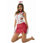 Nurse Leather Dress Uniform Costume for Women
