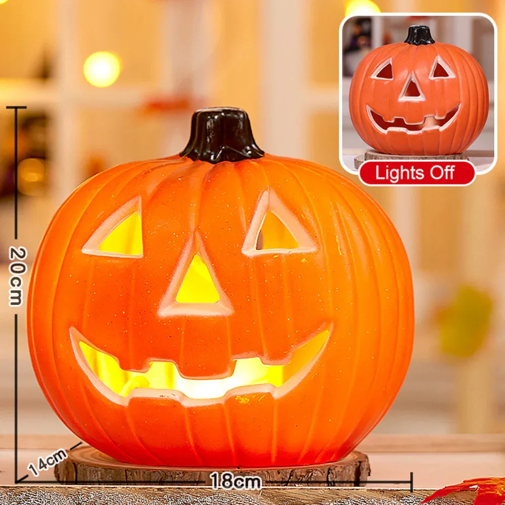 Light-Up Pumpkin Lantern Halloween Scene Decorations Fabric Items