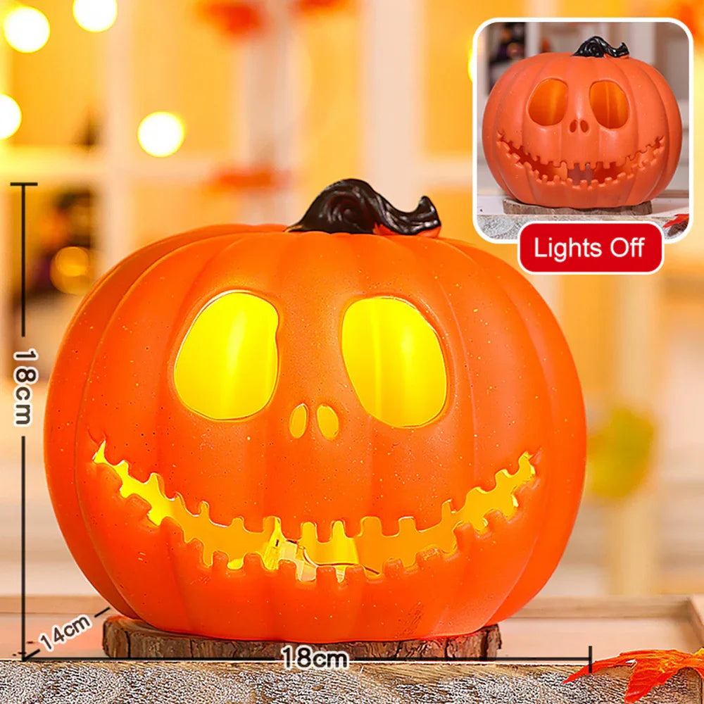 Light-Up Pumpkin Lantern Halloween Scene Decorations Fabric Items