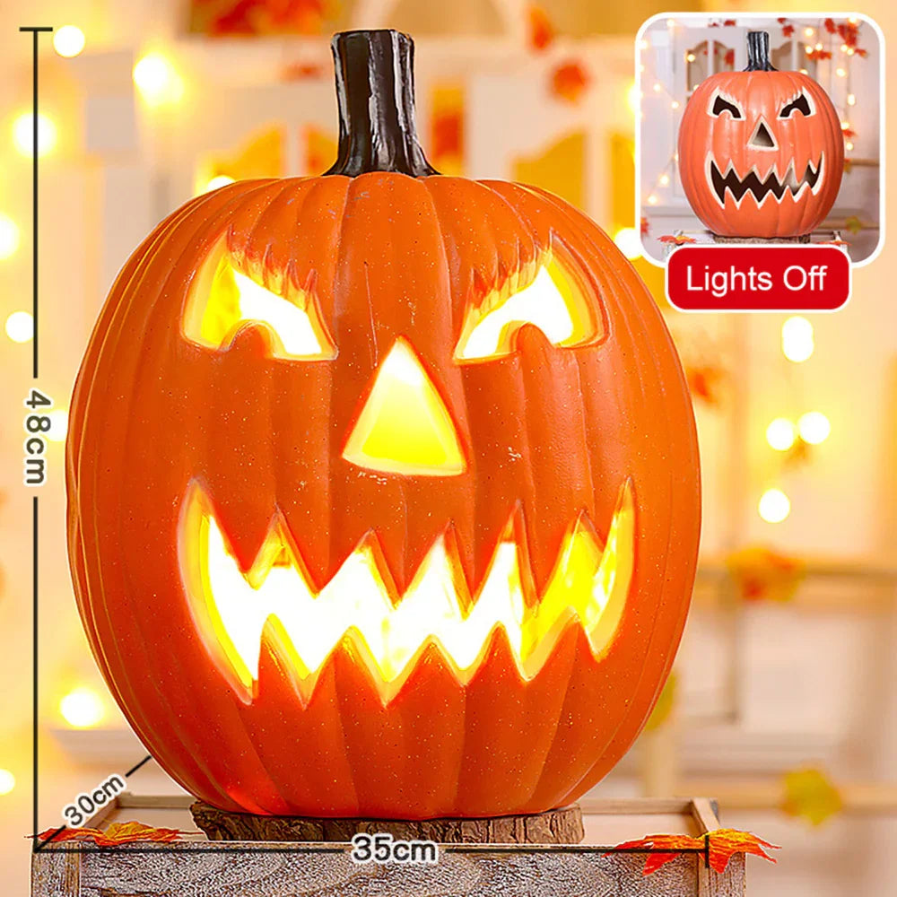 Light-Up Pumpkin Lantern Halloween Scene Decorations Fabric Items