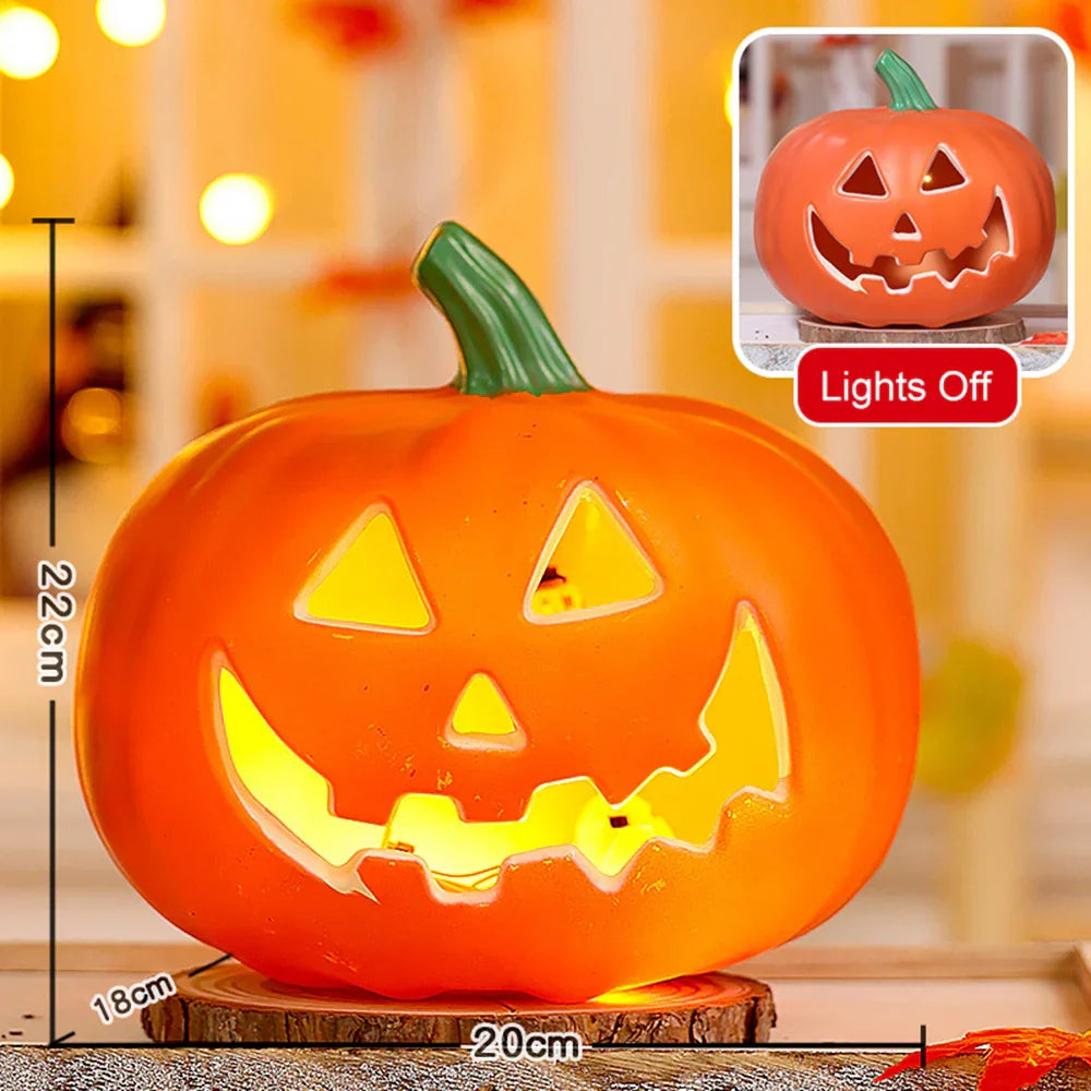 Light-Up Pumpkin Lantern Halloween Scene Decorations Fabric Items