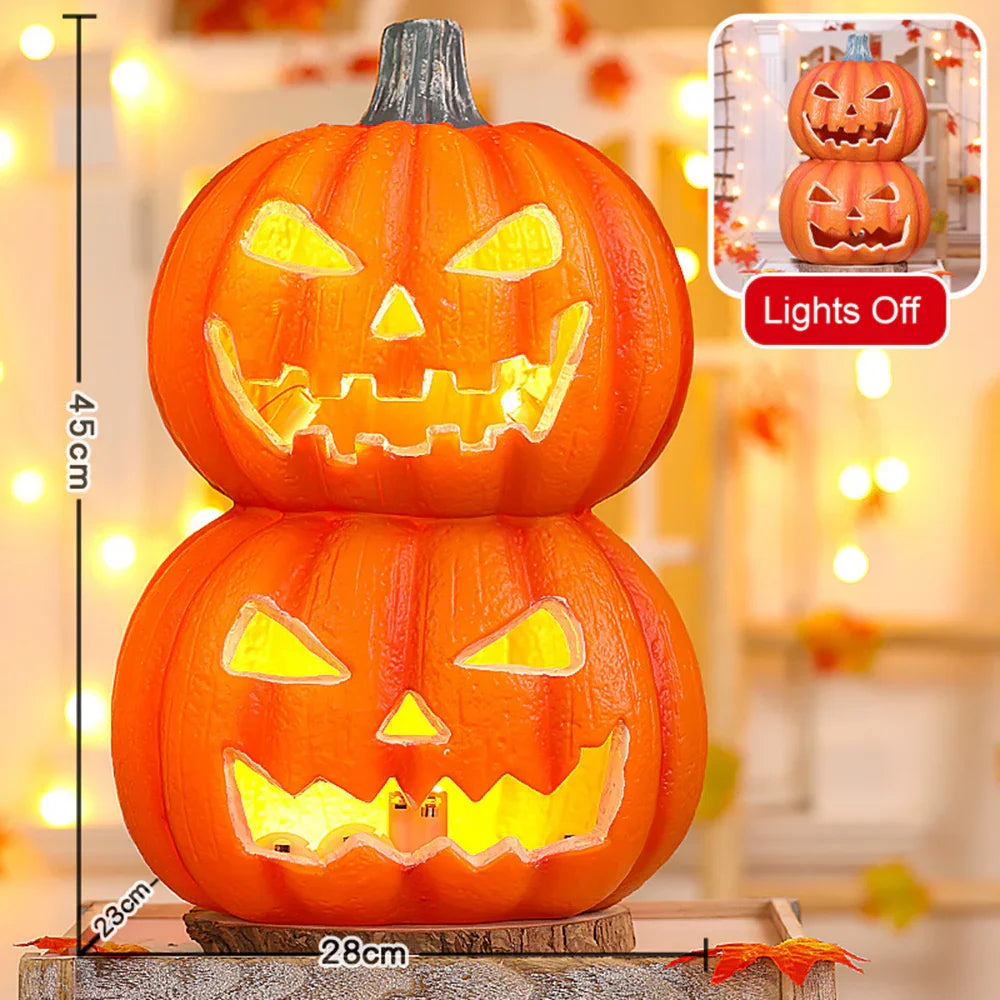 Light-Up Pumpkin Lantern Halloween Scene Decorations Fabric Items