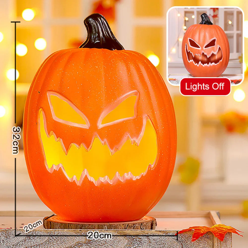 Light-Up Pumpkin Lantern Halloween Scene Decorations Fabric Items