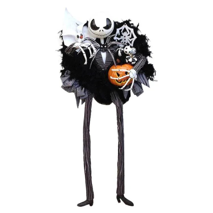Halloween Hanging Front Door Decor Spooky Pumpkin Wreath