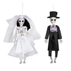 Halloween Skeleton Bride and Groom Ornaments for Party Decorations
