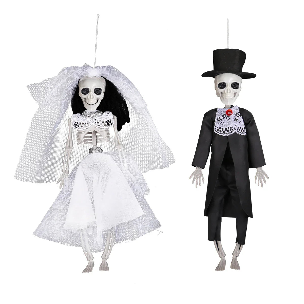 Halloween Skeleton Bride and Groom Ornaments for Party Decorations