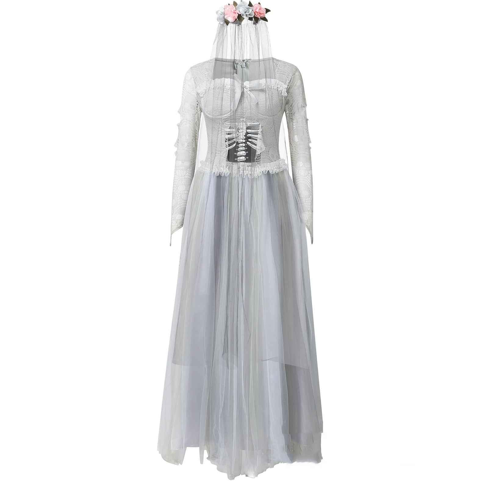 Ghost Corpse Bride Costume Dress Zombie Scary Horror Halloween