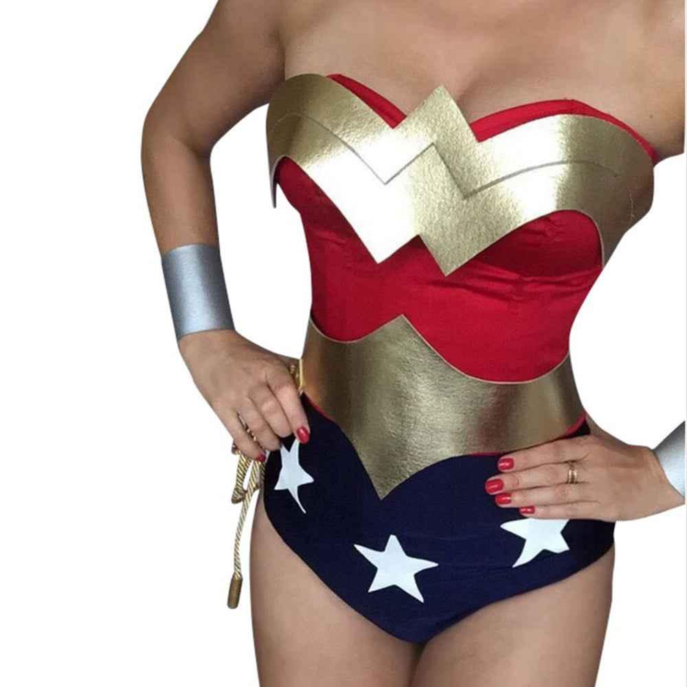 Wonder women Costume Set Bodysuit with bra Cosplay Halloween