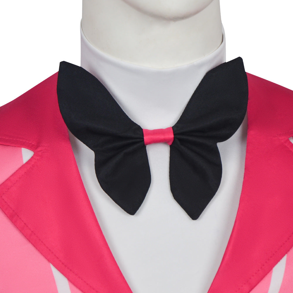 Hazbin Hotel Alastor Cosplay Costume Signature Red Pinstripe Tailcoat Full Set