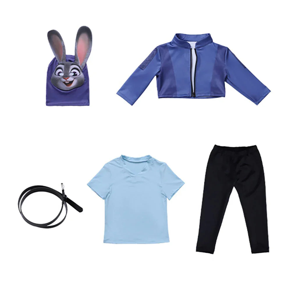 Zootopia 2 Judy Hopps Kids Cosplay Costumes Carnival Party Full Set