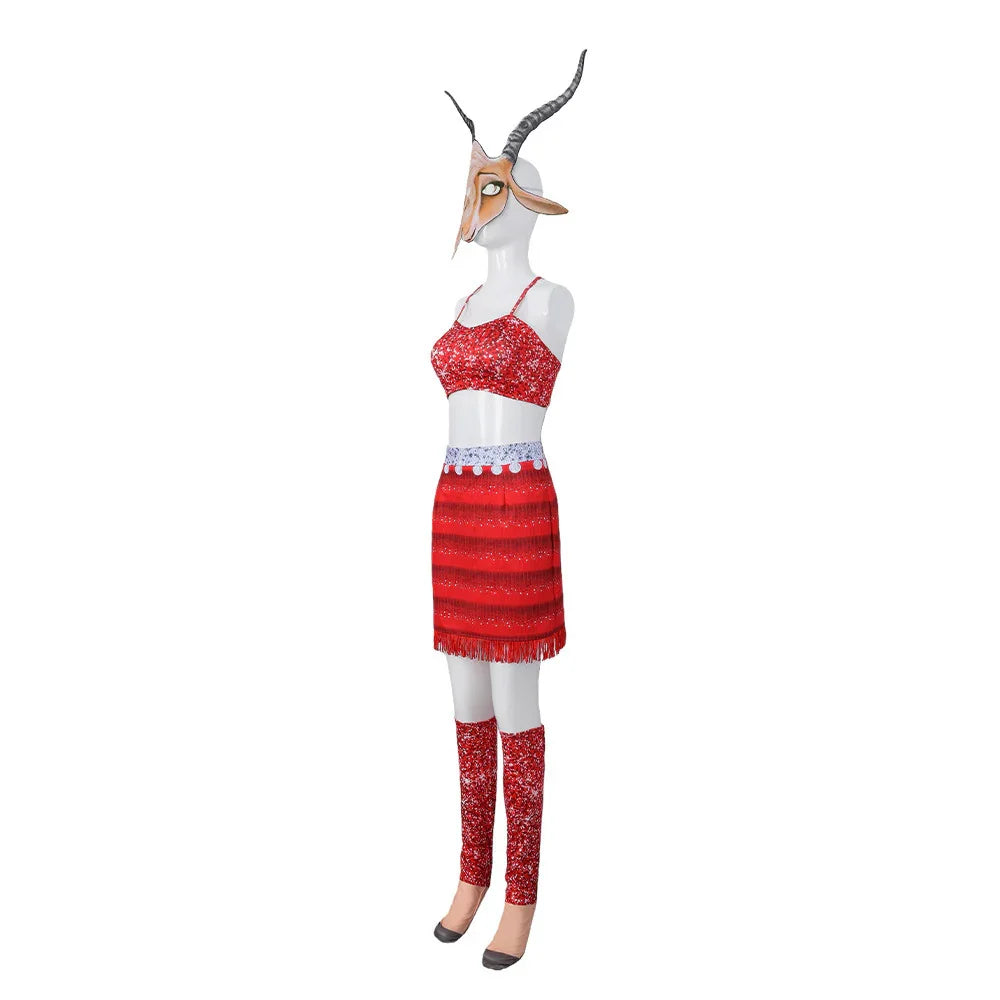 Gazelle Zootopia 2 Red Cosplay Costume Carnival Suit