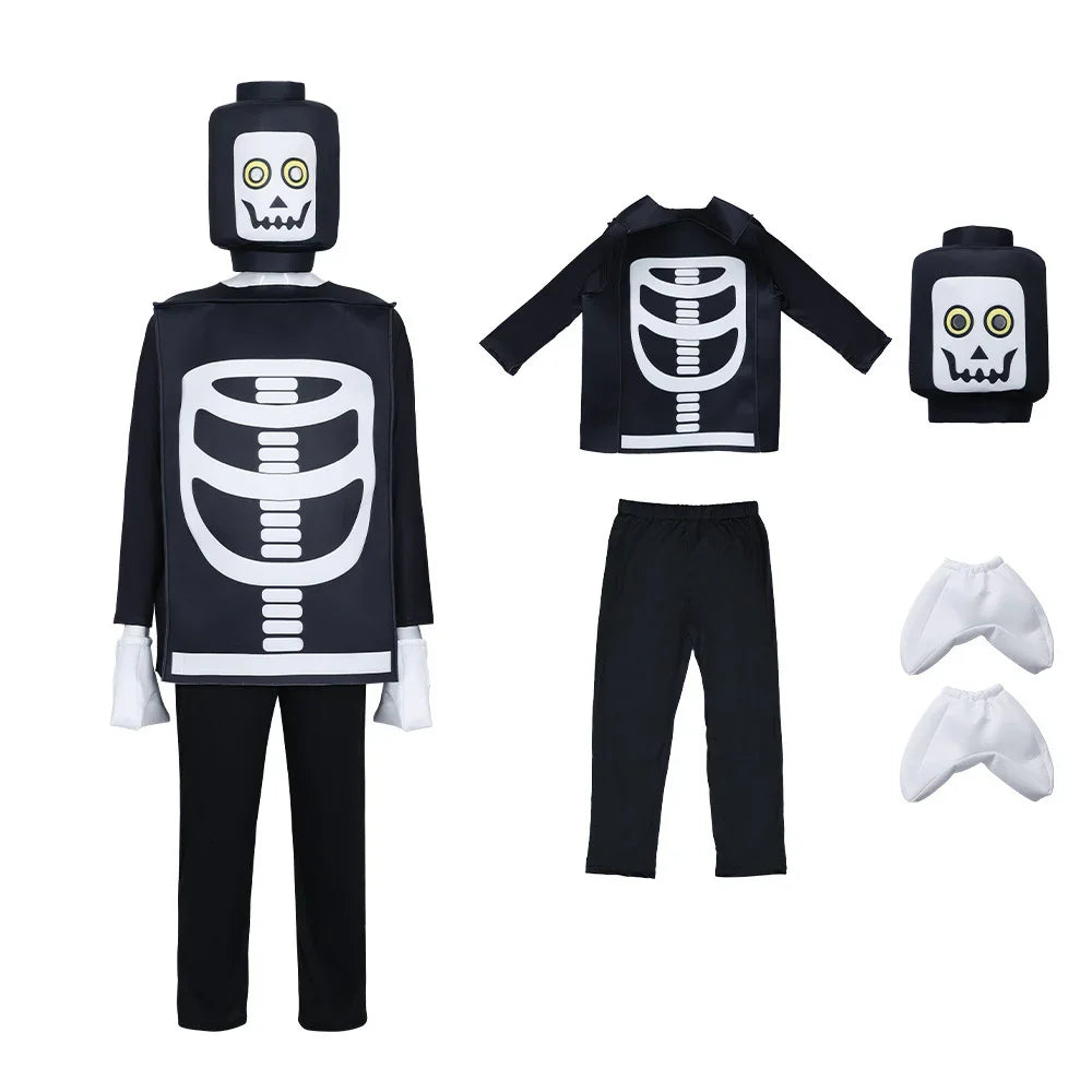 Kid's Ninjago Skulkin Skeleton Costume Cosplay Party Carnival Adult