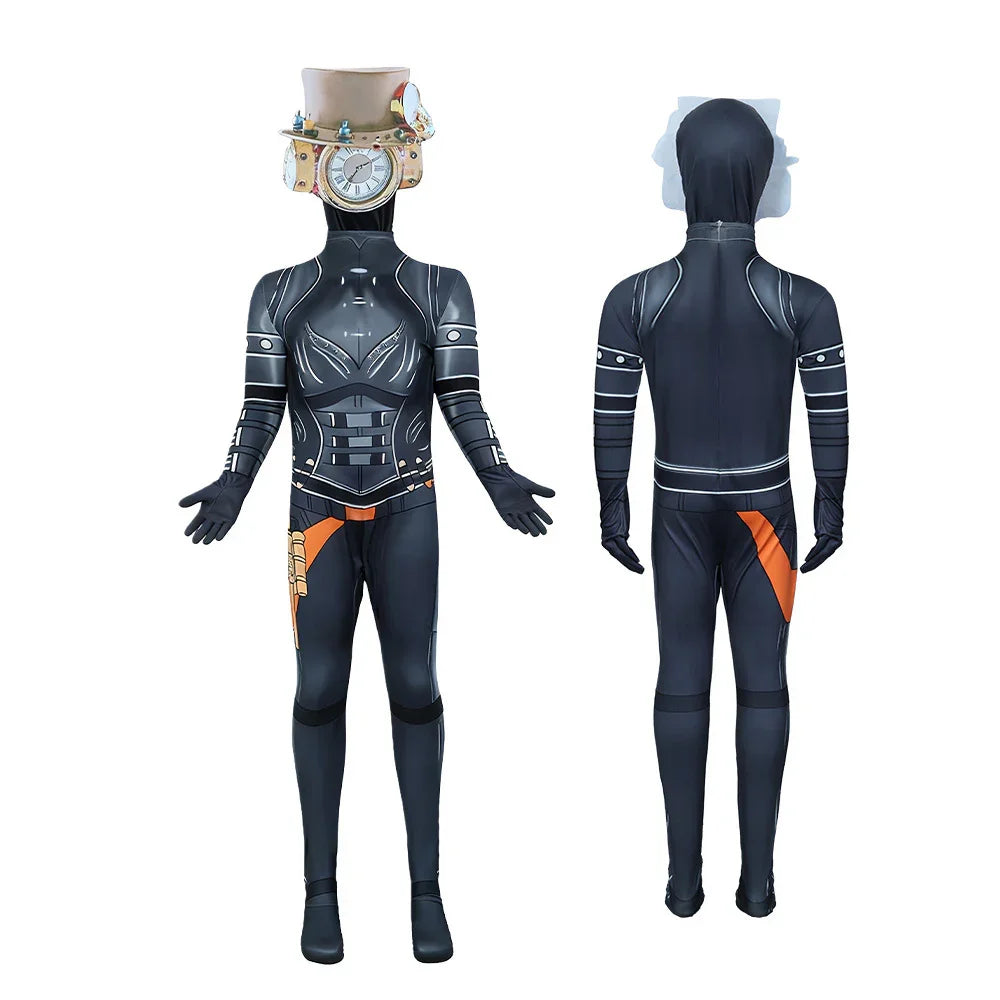 Titan Clockman Skibidi Toilet Jumpsuit Carnival Cosplay Costume For Kids