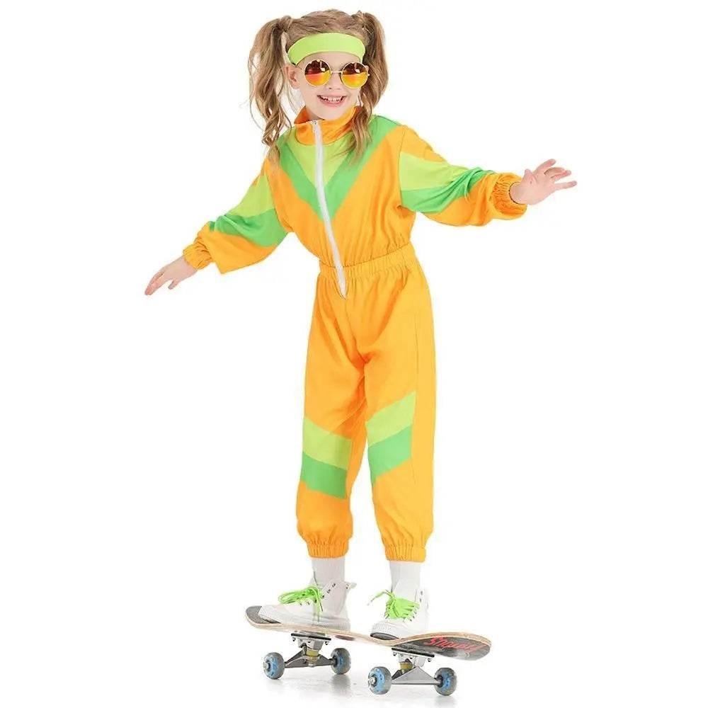 80s Retro Disco Costumes Fancy Dress Cosplay Halloween Jumpsuit For Kids - Azufun