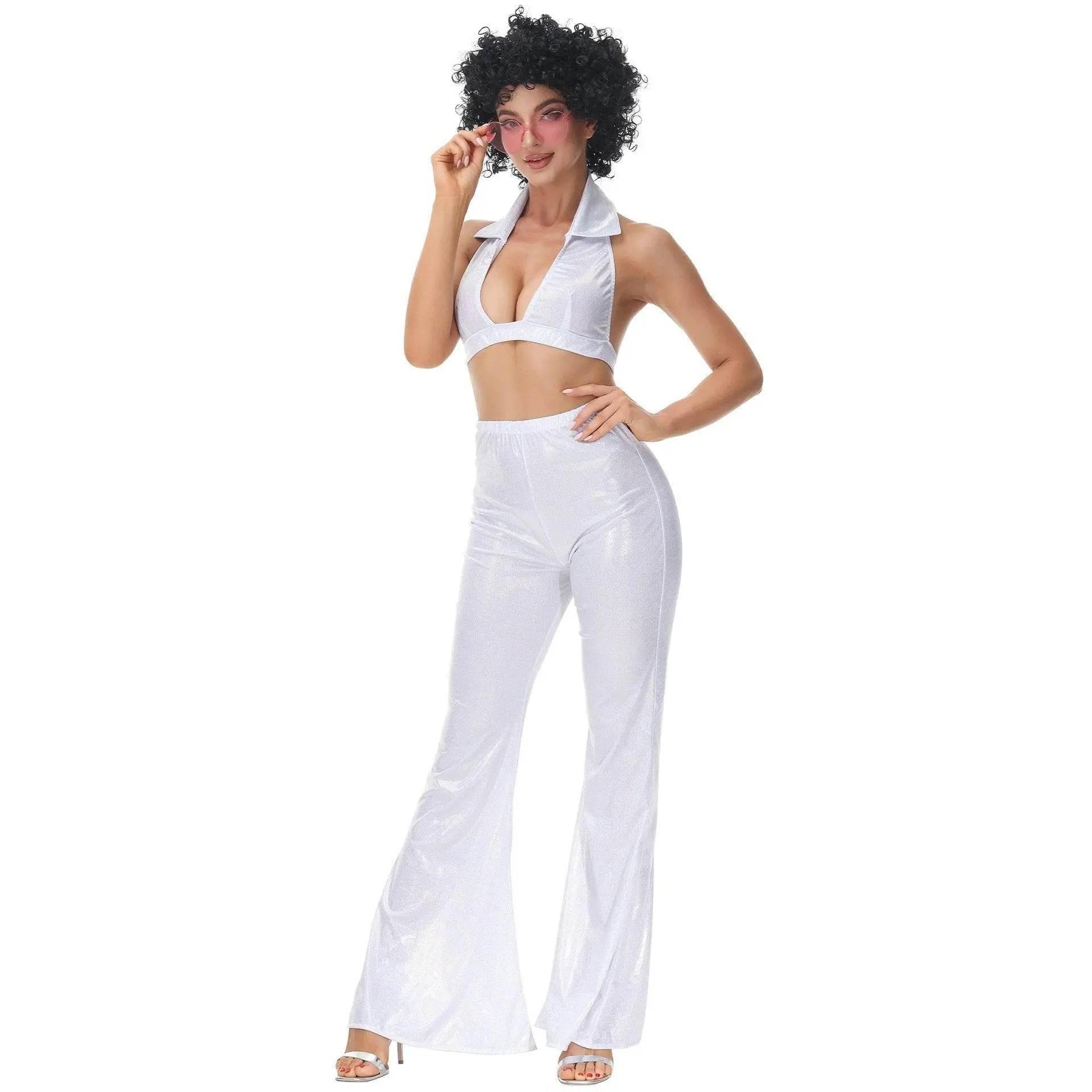 80s Retro Disco Costumes Fancy Dress Cosplay Halloween Outfit For Female - Azufun