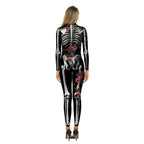 Adult Skeleton Print Zentai Jumpsuit Halloween Cosplay Costume - Azufun