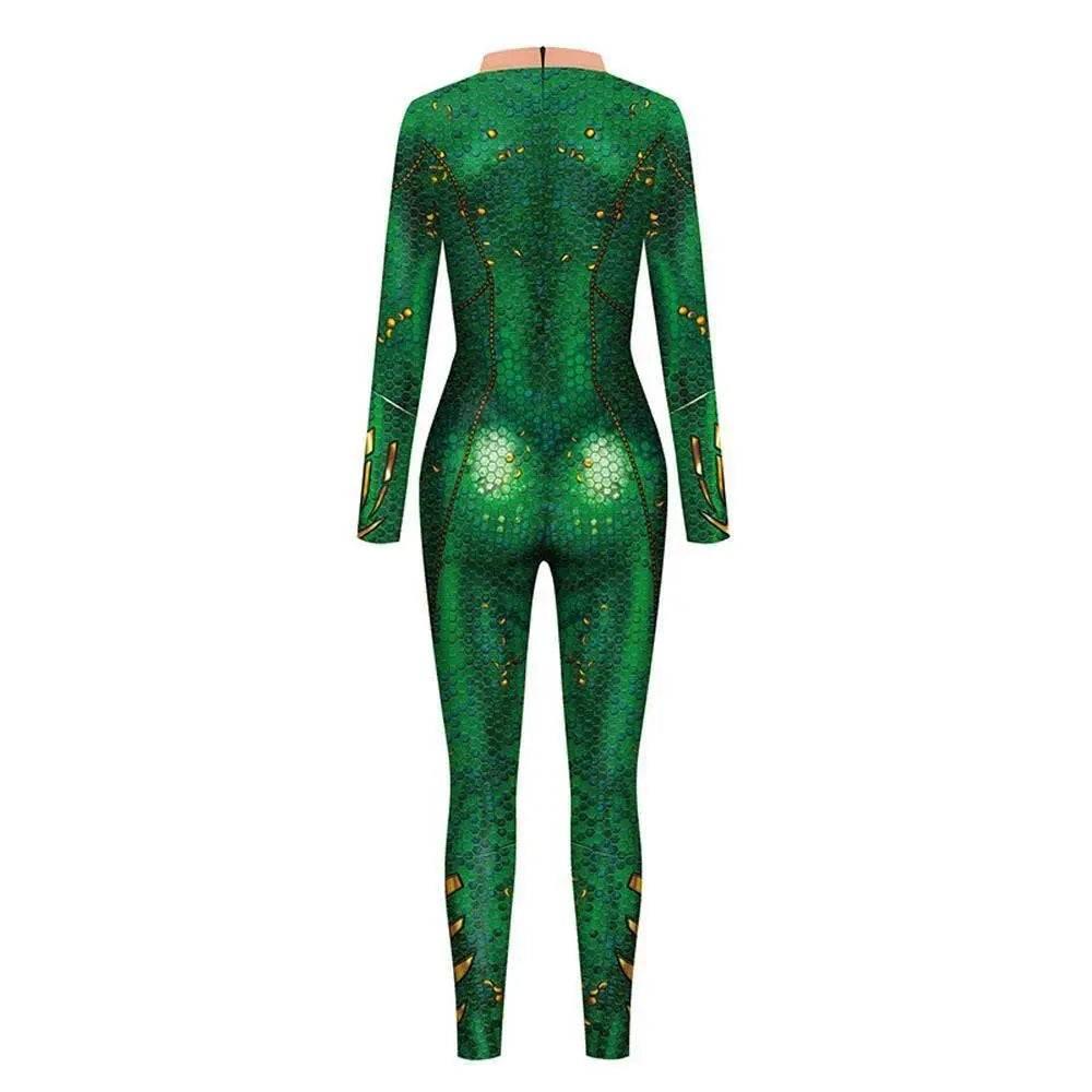 Atlanna Queen Aquaman Cosplay Costume Jumpsuit Halloween Sequined Catsuit Party Zentai - Azufun