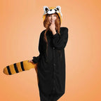 Black Racoon Onesies Hoodie Kigurumi Costume Pajamas - Pajamasbuy