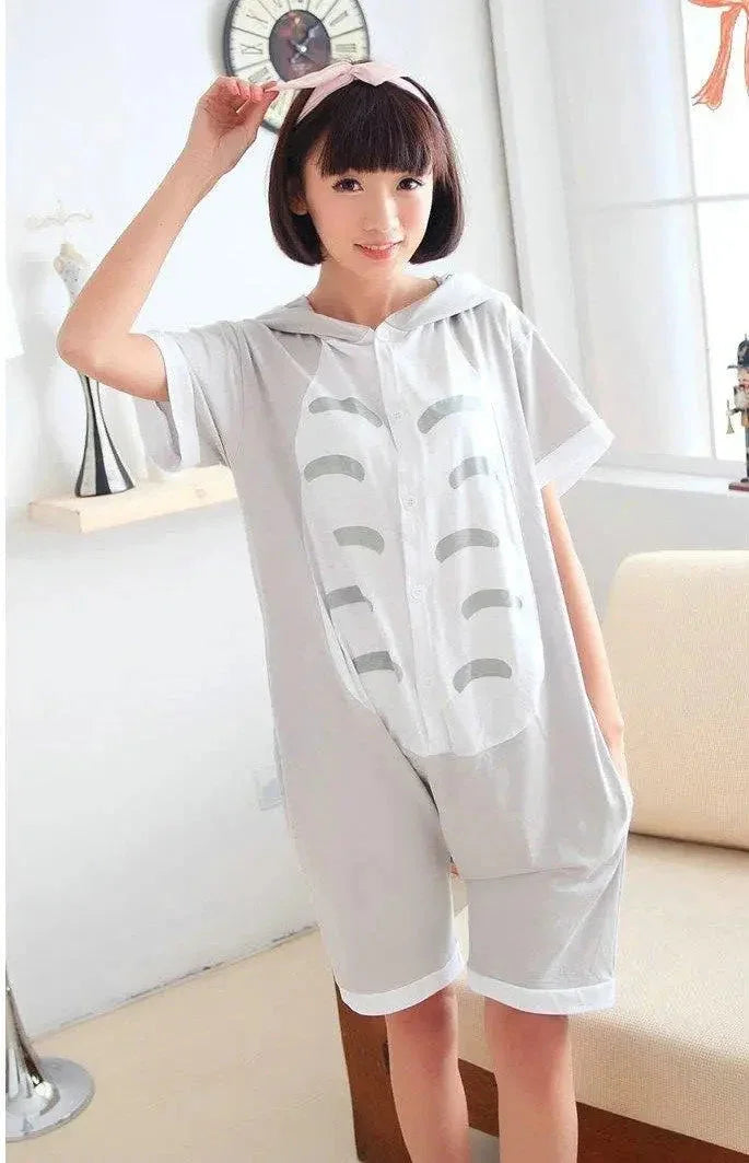 Blink Totoro Pajamas Animal Onesie Hoodie Kigurumi Short Sleeve - Pajamasbuy